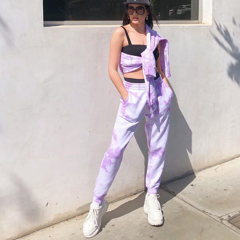 Thumbnail: Women High Elastic Wrist Tie Dyed Sweatpants With Pocket