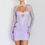 Thumbnail: Elegant Solid Color Hollow Out Long Sleeve Boned mini dress