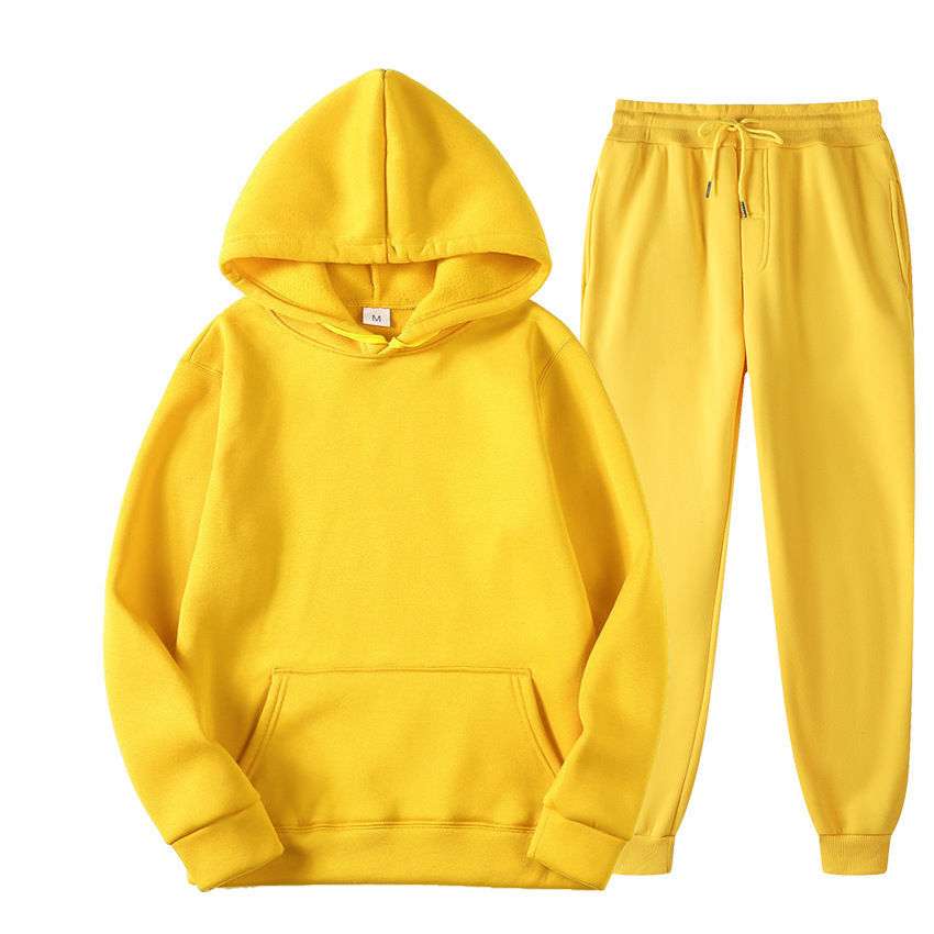 Thumbnail: Men's solid color plain Joggers and Hoodie Set