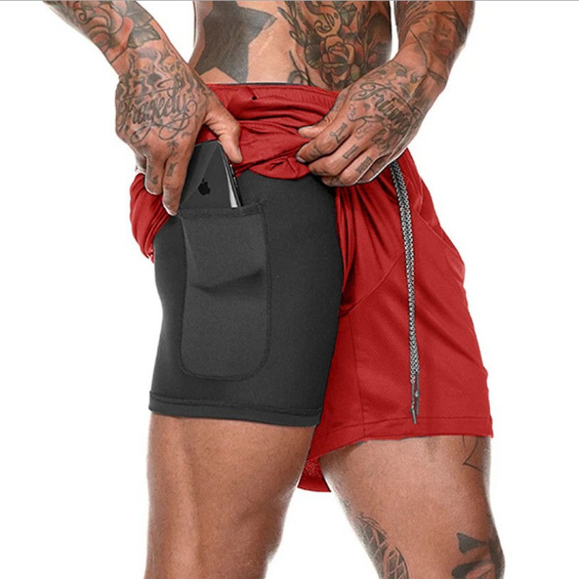 Thumbnail: Men's 2 in 1 Lightweight Solid Quick Dry Athletic Shorts