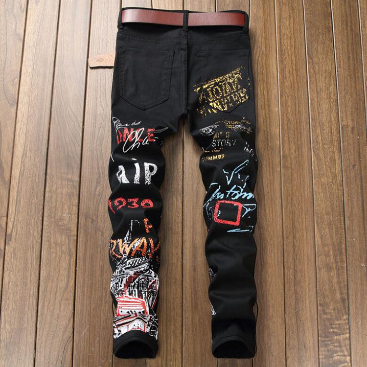 Thumbnail: Street Fashion Mens Designer Printed Hip Hop Jeans