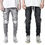 Thumbnail: Men's Casual Regular Fit Ripped Design Jeans