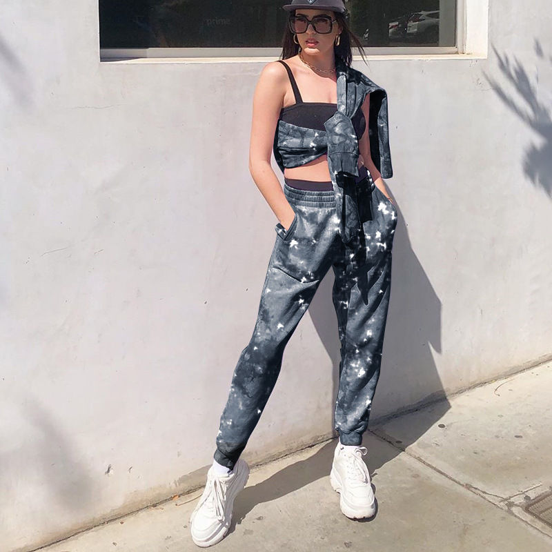 Thumbnail: Women High Elastic Wrist Tie Dyed Sweatpants With Pocket