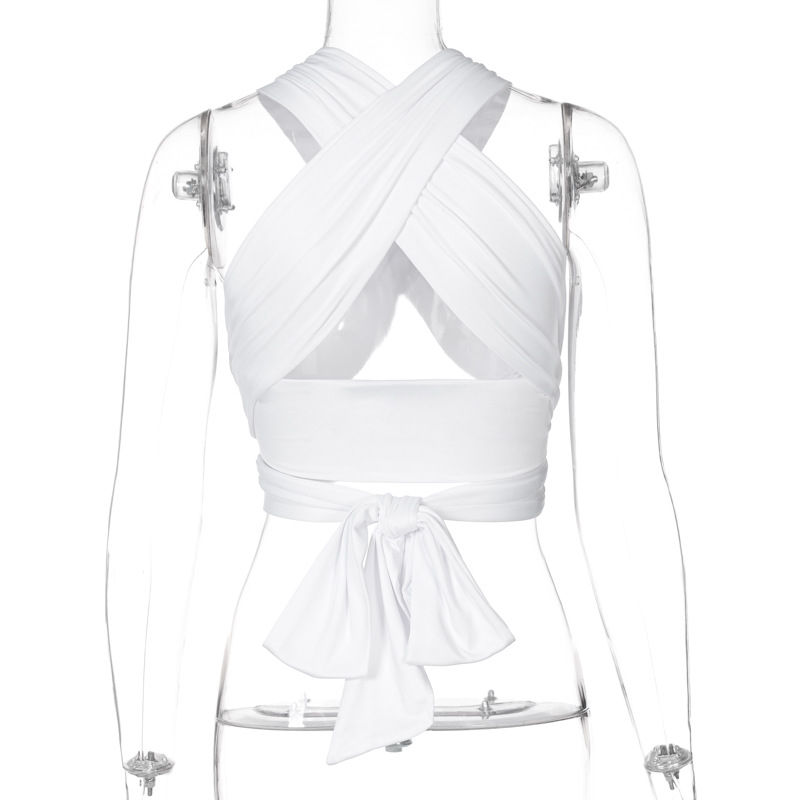 Thumbnail: Cross Neck Halter Backless Crossover Night Club Tank Tops