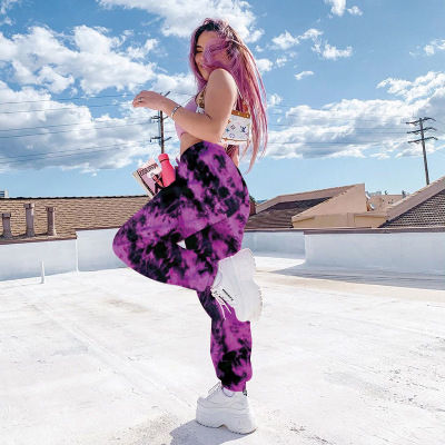 Thumbnail: Women High Elastic Wrist Tie Dyed Sweatpants With Pocket