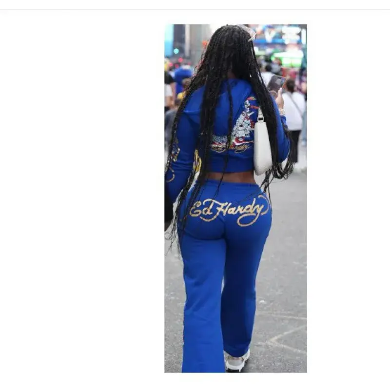 Thumbnail: Printed Long Sleeve Multi-Color Baggy Zip Letter Pattern Sweatpants + Hoodie Set