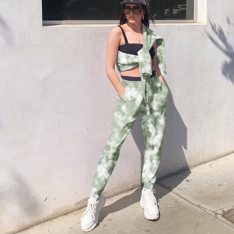 Thumbnail: Women High Elastic Wrist Tie Dyed Sweatpants With Pocket