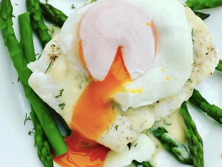 Roast Haddock Asparagus and Poached Egg with a Hollandaise Sauce