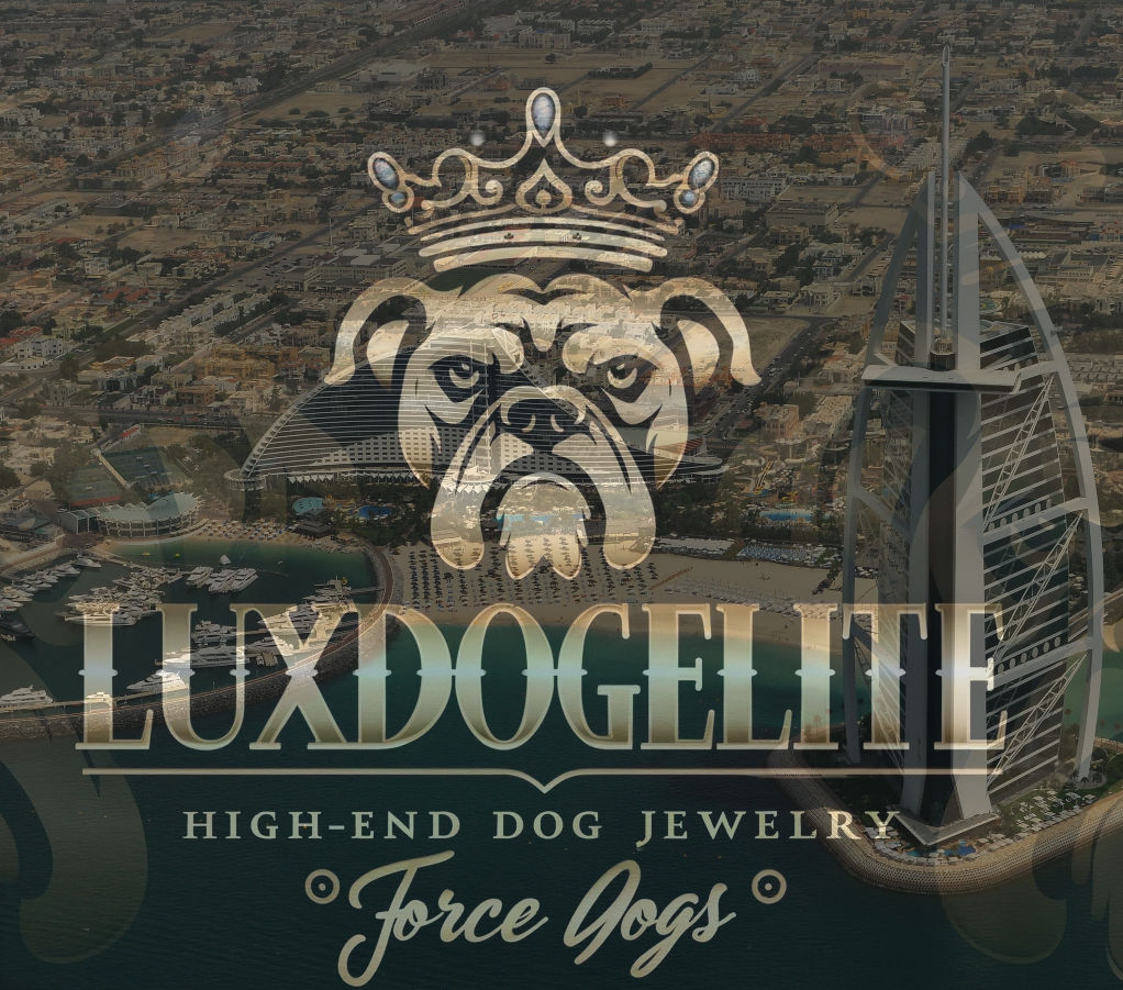 LuxDogElite Premium, custom dog jewelry and stylish accessories. Our logo represents elegance and exclusivity for your pet.