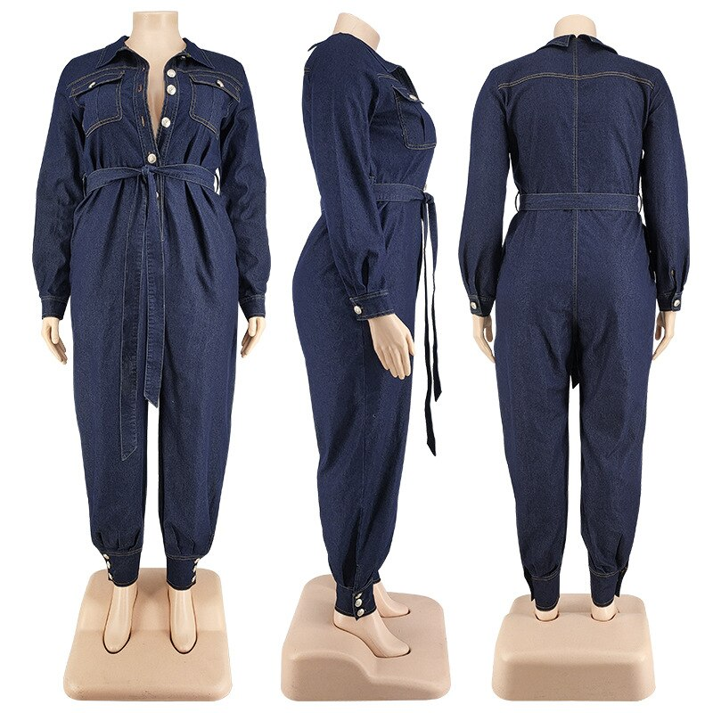 Thumbnail: JLUV Denim Button Cargo Jumpsuit