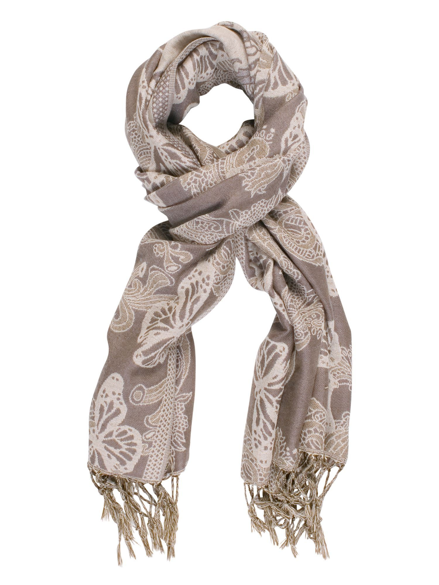 Chesca Butterfly Printed Scarf, Grey