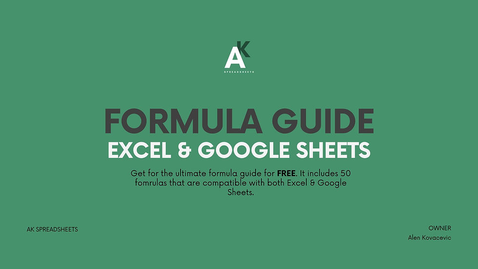 Formula Guide | AK Spreadsheets
