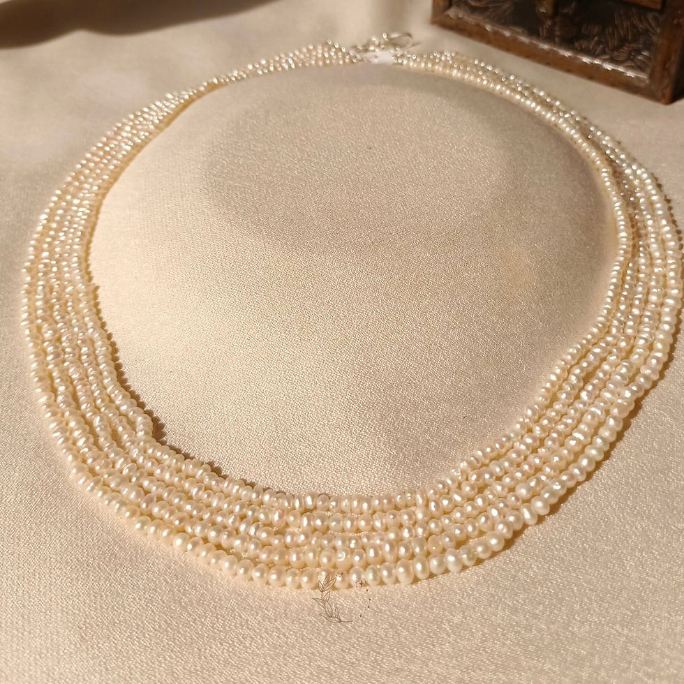 Thumbnail: Exquisite handmade gemstone jewelry featuring Divyansh 5-Layered Freshwater Pearl Necklace