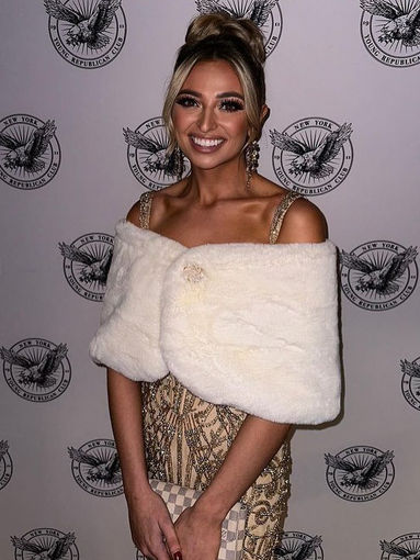 pageant queen, new york city at Christmas time, gala, ball gown, fancy, spray tan for political gala