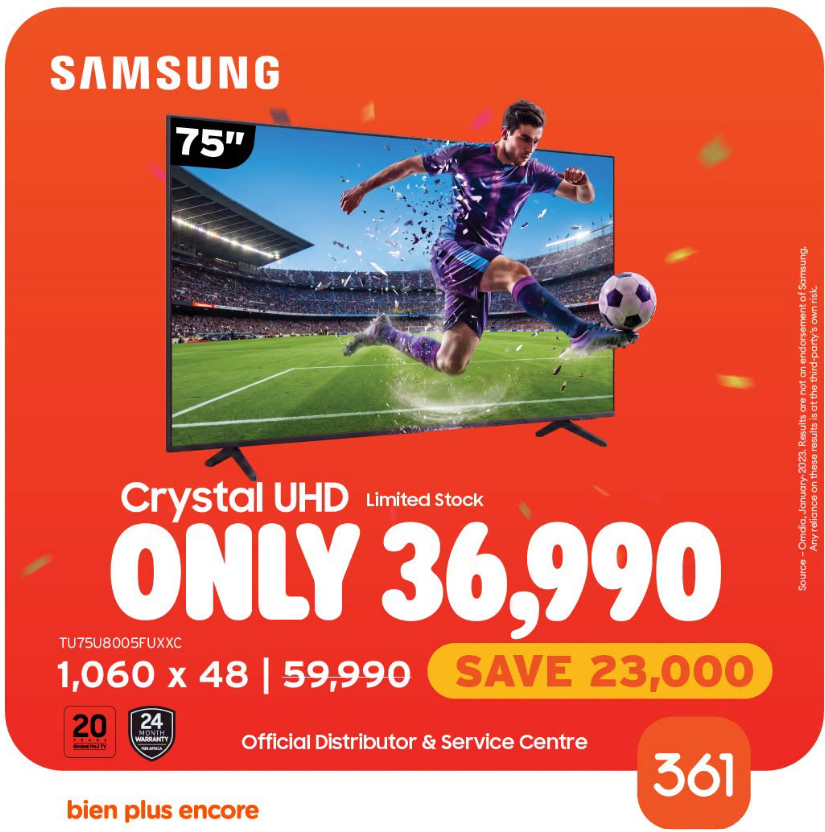 Check this deal @361 Mauritius, Samsung TV 75" for ONLY Rs36,990 | 🔥Limited Stock available