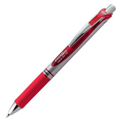 Energel Retractable Liquid Gel Roller 0.7mm Red - Metal Tip