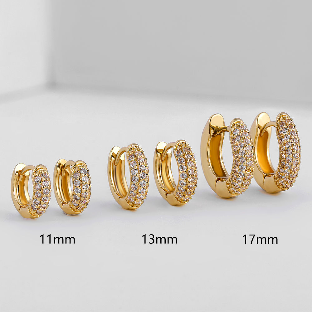 New Gold Plated Huggie Earrings with CZ Zircon Thin Ear Hoops Cartilage Earring