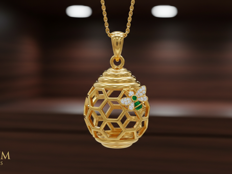 Beleza Atemporal: Pingente Exclusivo de Ouro com Design de Colmeia