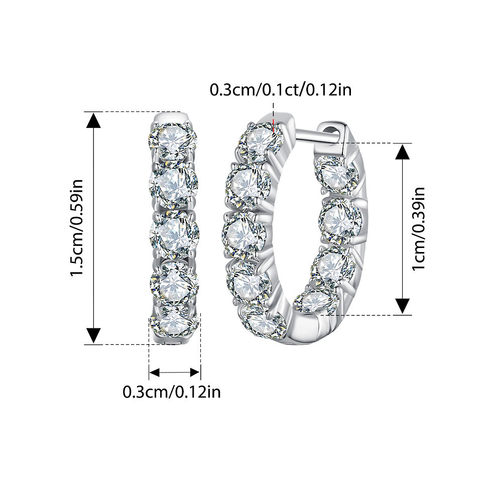 Miniatura: Bamoer U Moissanite Hoop Earrings 925 Sterling Silver Full Moissanite Design Cer