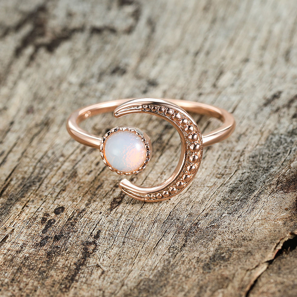 Thumbnail: Boho Clear Resin Stone Moon Phase Rings For Women Antique Silver Rose Black Gold