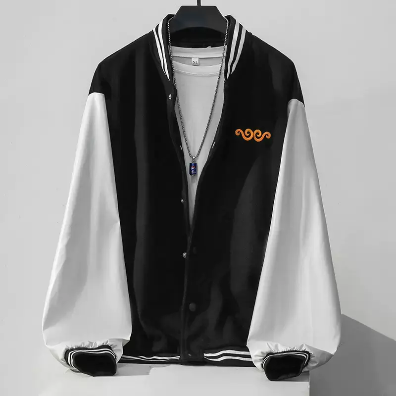 Front View Of Black Vintage Monkey God Japanese Bomber Jacket