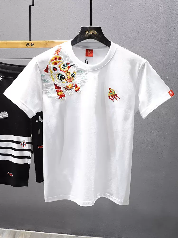 Dragon Dance Embroidery Japanese Cool T Shirt
