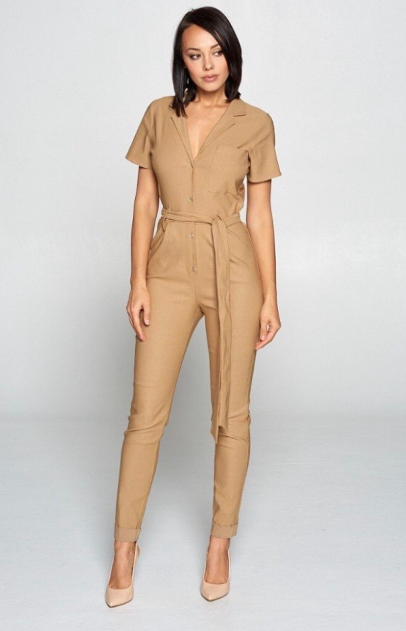 Caramel Fitted Jumpsuit