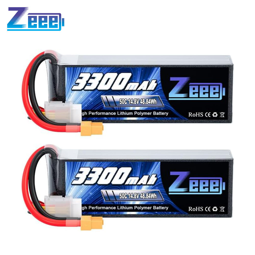 2pcs Zeee 4S Lipo FPV Drone Battery 14.8V 3300mAh 50C Softcase with XT60 Plug fo