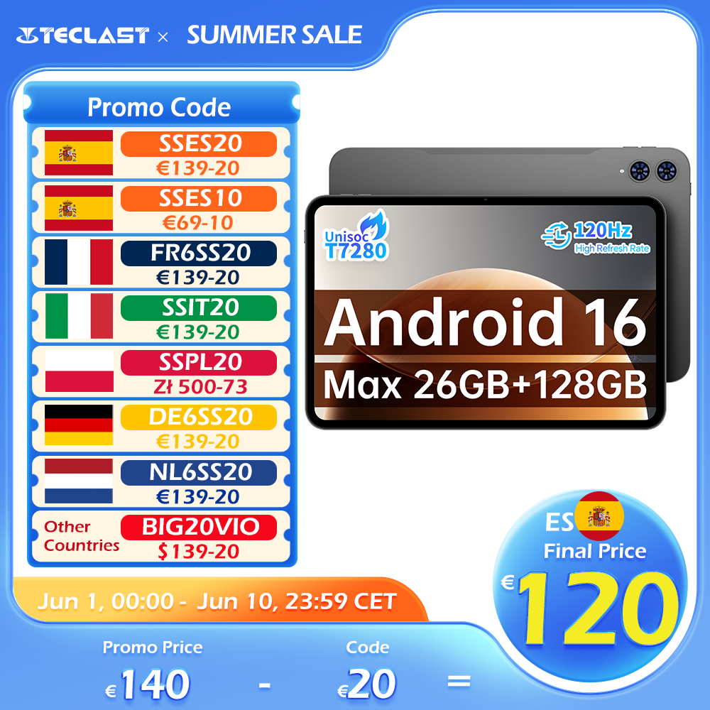 Teclast T65 Android 16 Tablet 13.4 Inch 1920X1200 120Hz T7280 8 Cores (6+20)Max