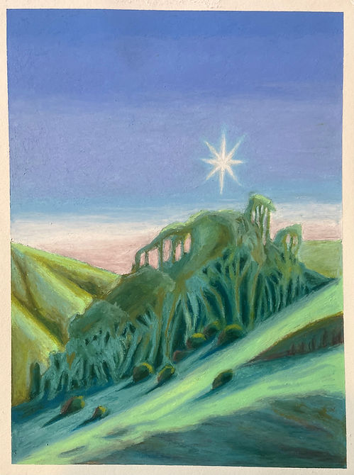  Van Dyke, Star of Bethlehem Over Pantheon Forest ,Oil Pastel on Paper, 2026