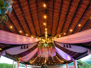 Using Fairy Lights with Flowers and Drapes in Wedding Decorations