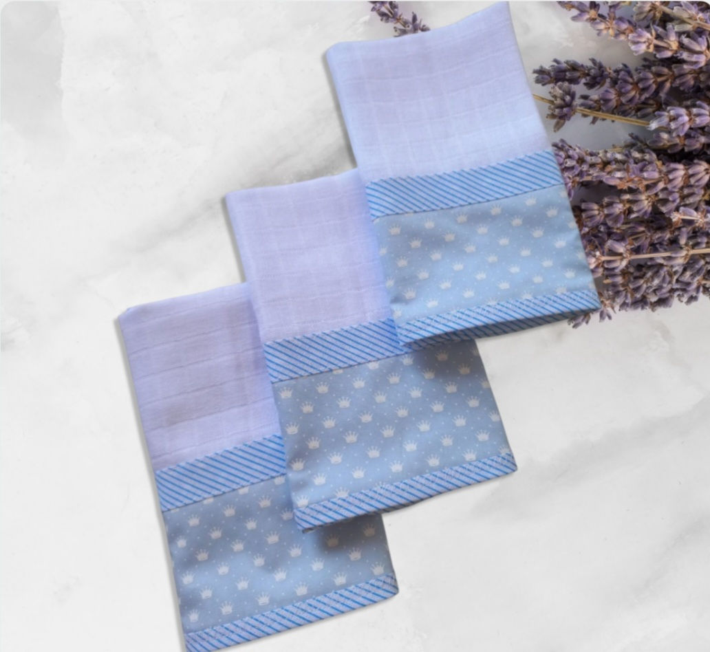 TRIO FRALDAS DE BOCA PERSONALIZADAS - MINI COROA