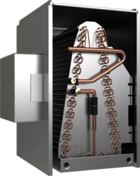 Horizontal ducted HVAC system image with transparent background, showcasing the ductwork and components for efficient air distribution.