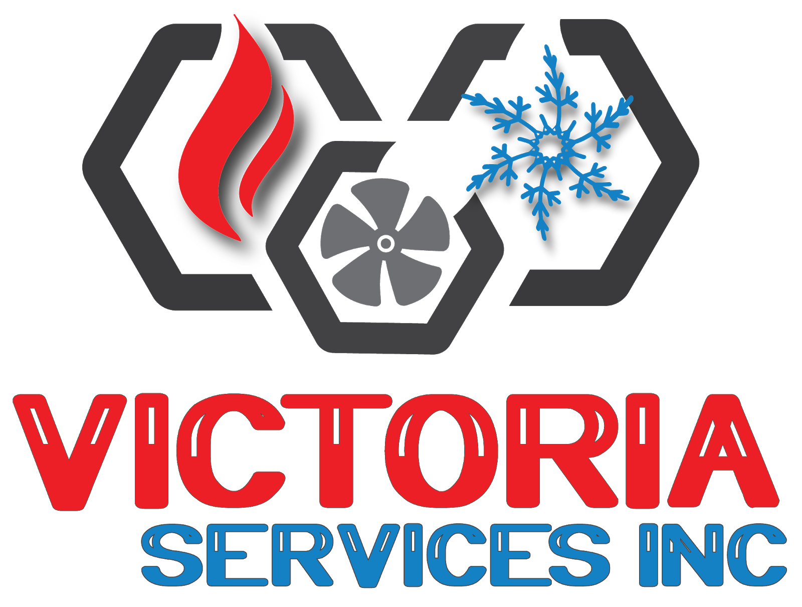 Logo for Victoria Services Inc. HVAC company, featuring heating and cooling elements.