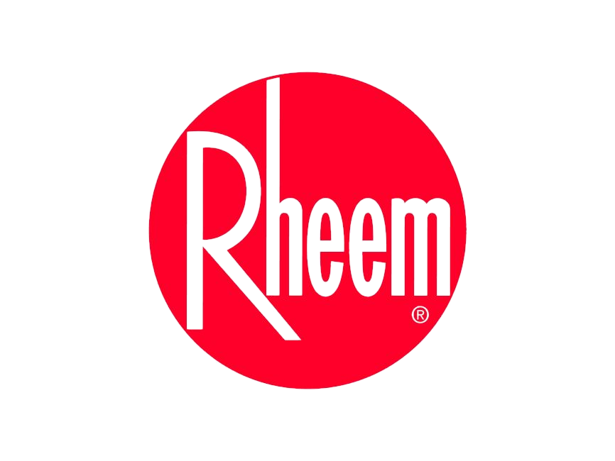 Rheem logo, featuring the recognizable red color, with a transparent background.