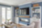 Blue, white & oak Living Room