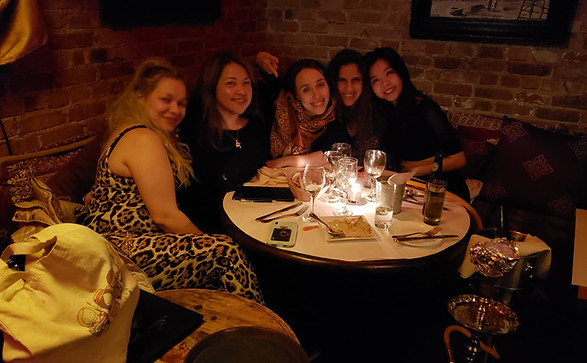 post belly dance class hang out