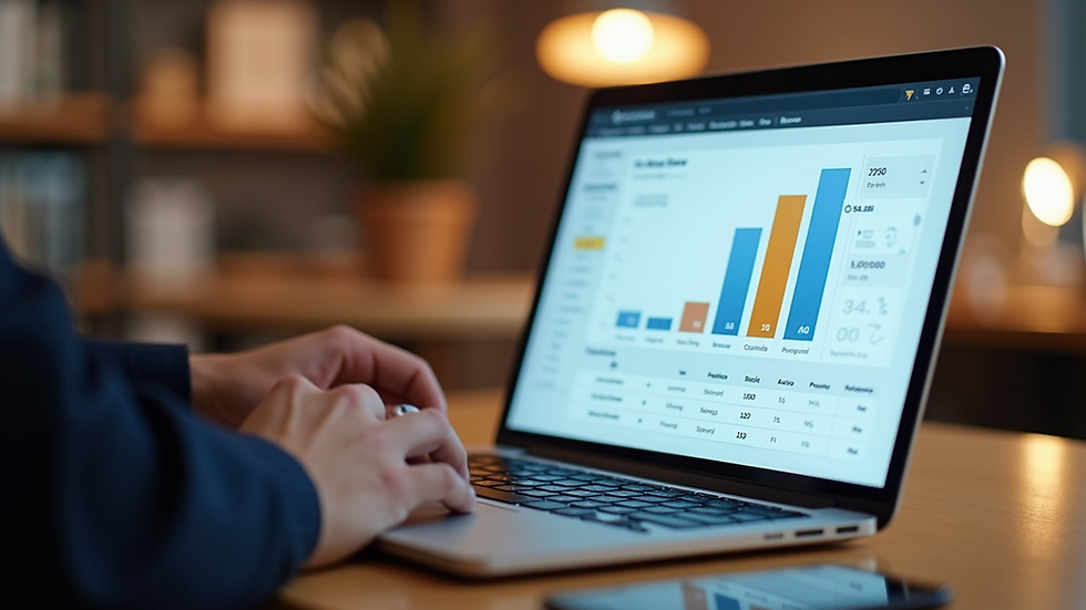 Eye-level view of a laptop screen displaying e-book sales dashboard