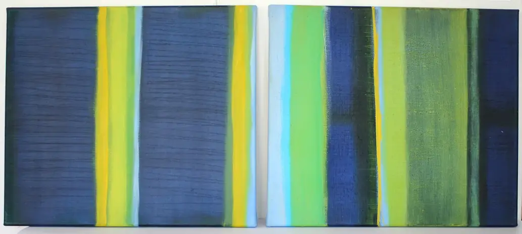 light + dark blue & green with yellow line by Stefanie Eins