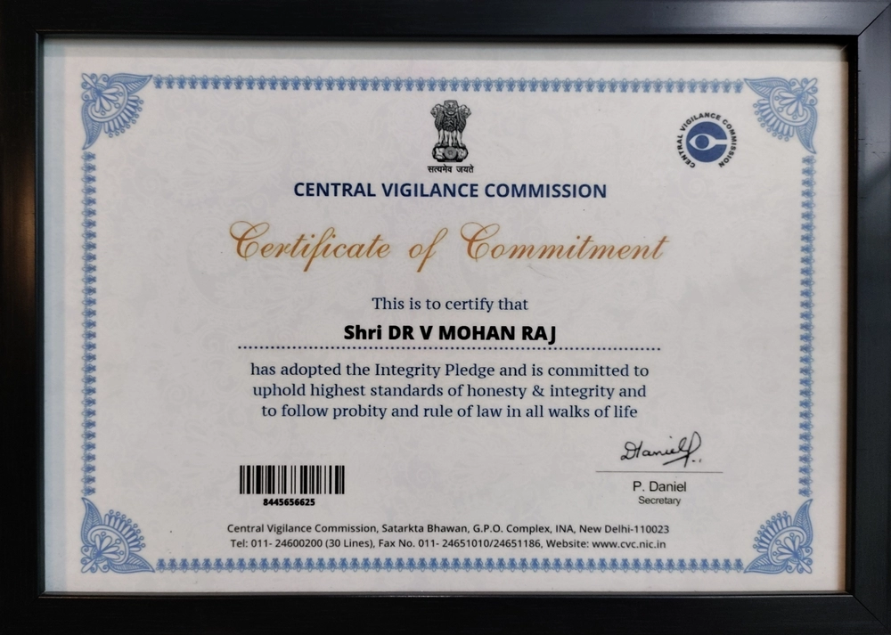 Certificate of Commitment by Central Vigilence