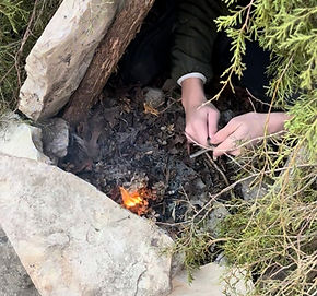 Student starting a fire