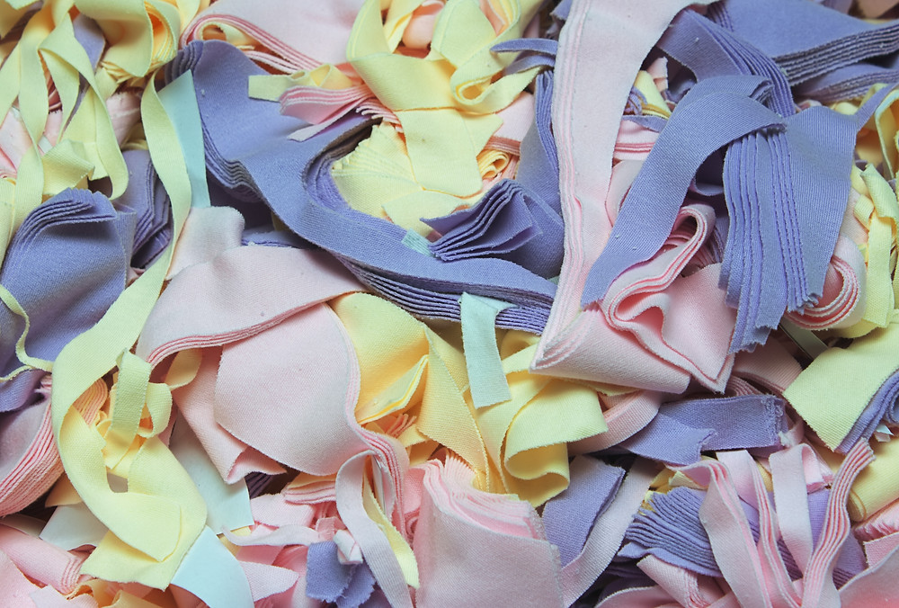 Use production scraps to create patchwork garments and accessories