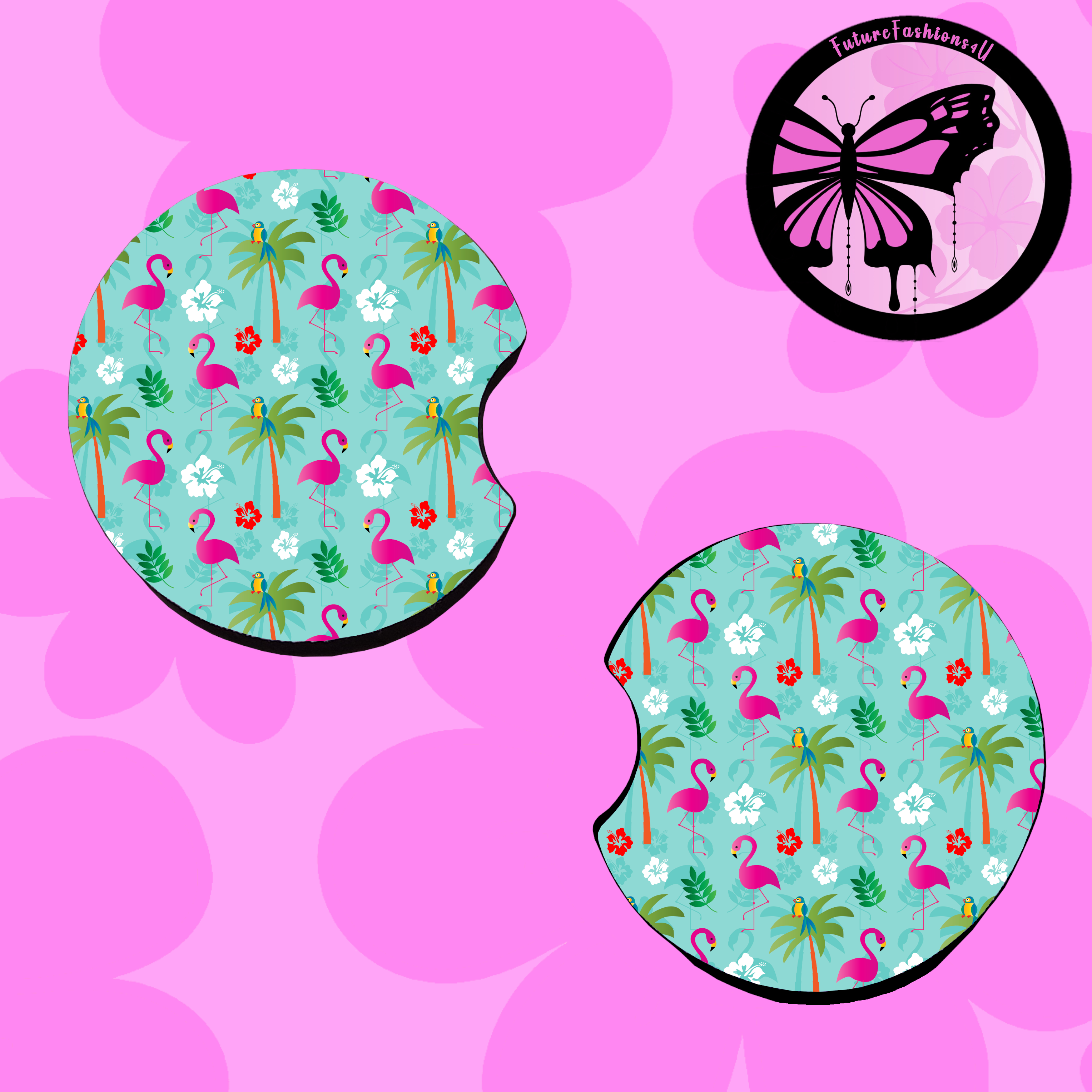 Flamingo Car Coasters