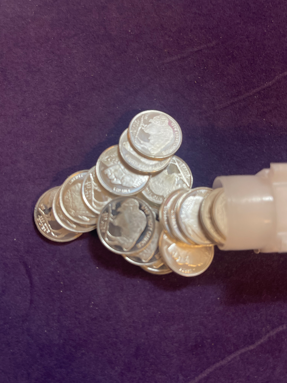 Thumbnail: 1/10 silver round-Roll of 50 generic silver rounds