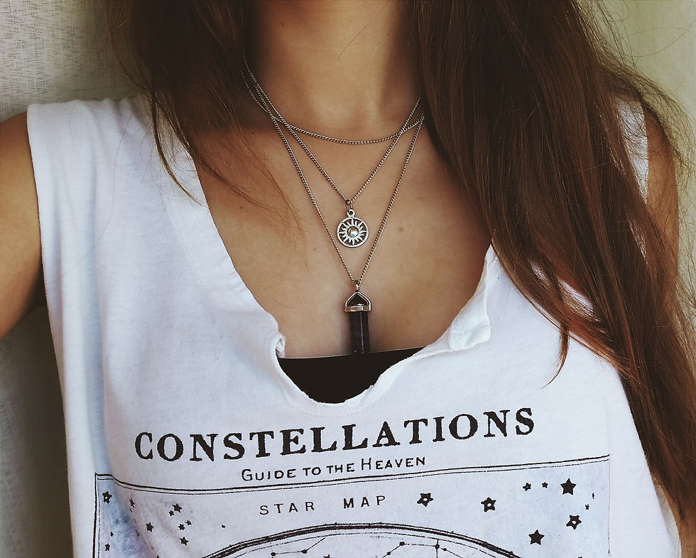 Thumbnail: Three Layers Necklace w/ Gemstone