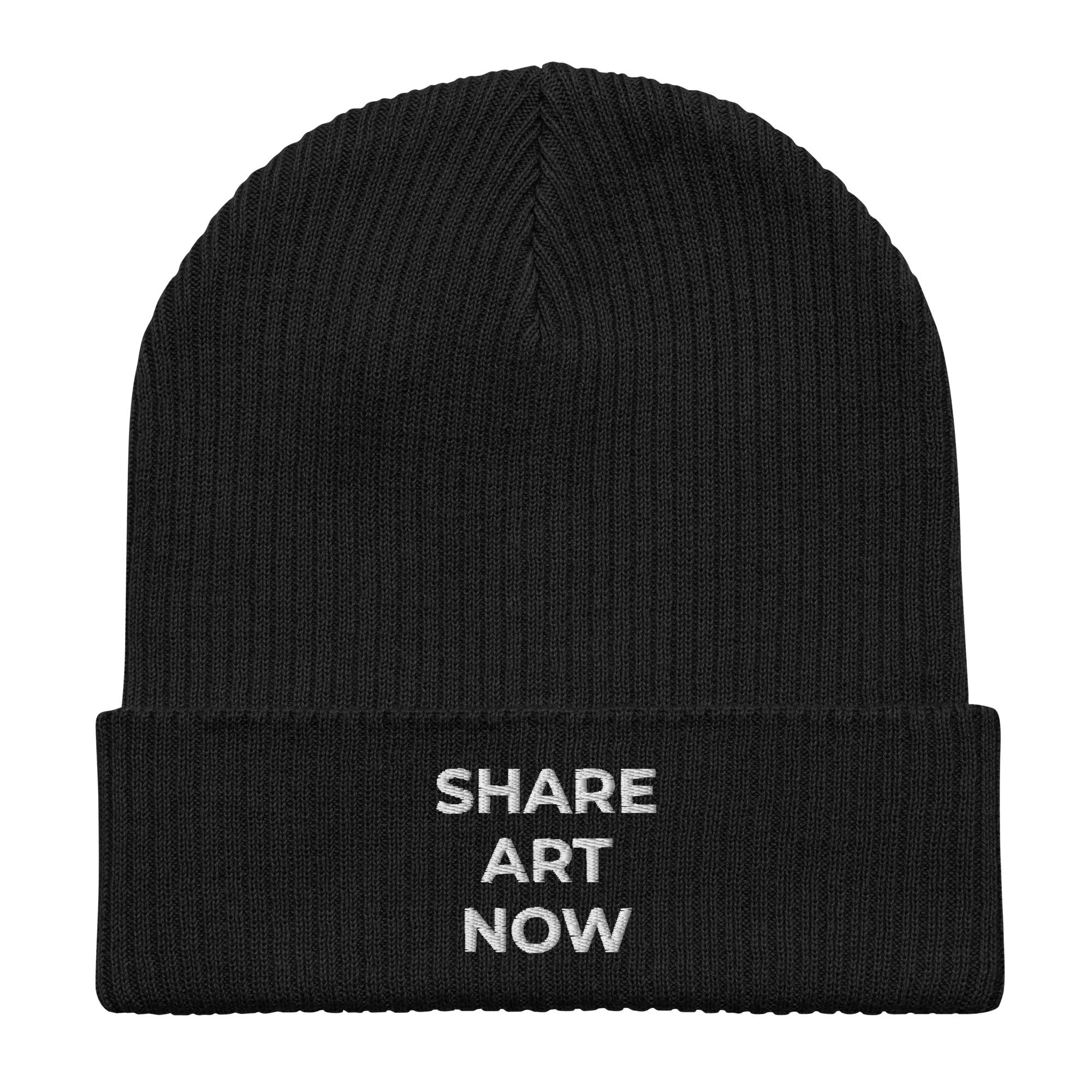 SHARE ART NOW Organic ribbed beanie