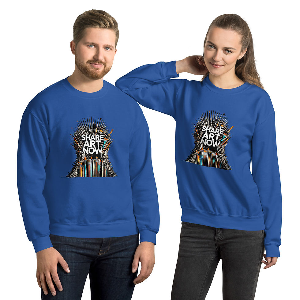 Thumbnail: SHARE ART NOW Throne Sweatshirt – Rule Your Creative Realm