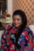 woman in a colorful dress