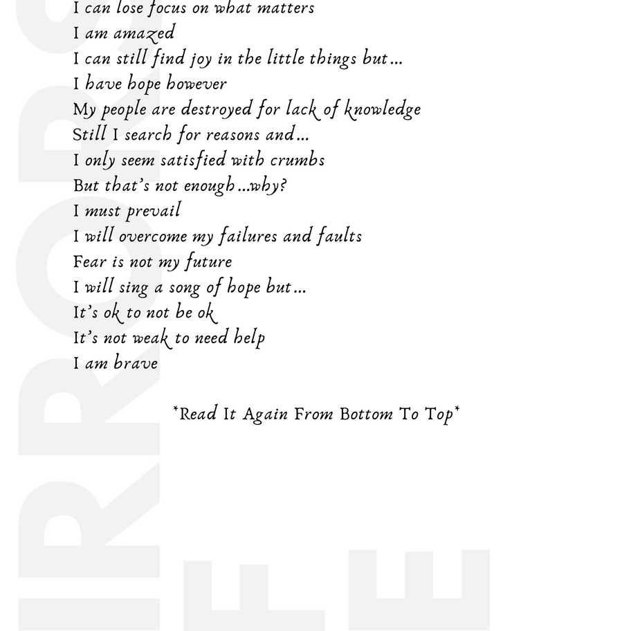 Text reads: Read It Again From Bottom To Top, I am brave. Inspirational quote.