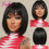 Thumbnail: White Blonde Gray Synthetic Wigs with Bangs Short Straight Bob Hair Wig for Wome